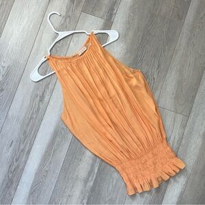 Ramy Brook Blouse smocked sleeveless pleated womens Orange (medium) chic party